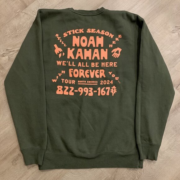 Noah Kahan 2024 Tour Stick Season Forever Crewneck Sweatshirt Men's Medium Green - Picture 1 of 7